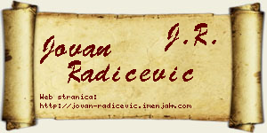 Jovan Radičević vizit kartica